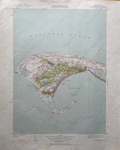 Genuine-Vintage-Map-Provincetown-Mass-Cape-Cod-Antique-Topographic-Map-1949-USGS-U-S-Geological-Survey-Maps-Of-Antiquity