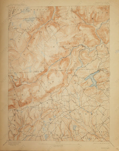 Genuine-Antique-Map-Harvey-Lake--Pennsylvania---1909-U-S-Geological-Survey--Maps-Of-Antiquity