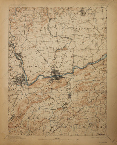 Genuine-Antique-Map-Allentown--Pennsylvania--1912-U-S-Geological-Survey--Maps-Of-Antiquity