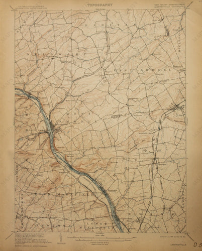 Genuine-Antique-Map-Lambertville--New-Jersey-Pennsylvania---1912-U-S-Geological-Survey--Maps-Of-Antiquity