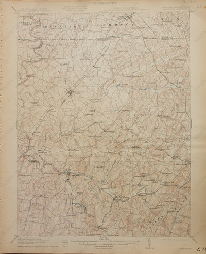 Genuine-Antique-Map-Taneytown--Maryland-Pennsylvania---1914-U-S-Geological-Survey--Maps-Of-Antiquity