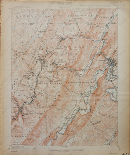 Genuine-Antique-Map-Frostburg--Maryland-West-Virginia-Pennsylvania--1914-U-S-Geological-Survey--Maps-Of-Antiquity