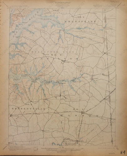 Genuine-Antique-Map-Cecilton-Maryland-Delaware--1910-U-S-Geological-Survey--Maps-Of-Antiquity