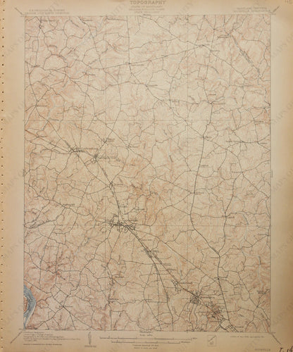 Genuine-Antique-Map-Rockville-Maryland-Virginia---1911-U-S-Geological-Survey--Maps-Of-Antiquity