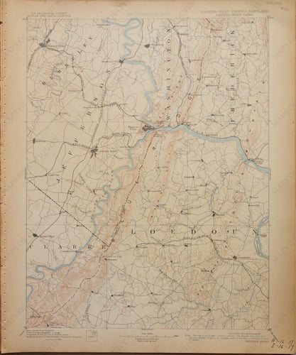 Genuine-Antique-Map-Harpers-Ferry--Virginia-West-Virginia-Maryland---1910-U-S-Geological-Survey--Maps-Of-Antiquity