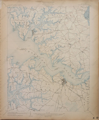 Genuine-Antique-Map-Oxford-Maryland--1904-U-S-Geological-Survey--Maps-Of-Antiquity