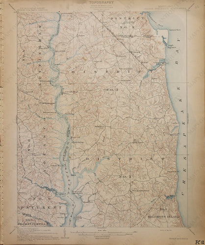 Genuine-Antique-Map-Prince-Frederick-Maryland--1910-U-S-Geological-Survey--Maps-Of-Antiquity