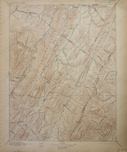 Genuine-Antique-Map-Franklin-West-Virginia-Virginia--1907-U-S-Geological-Survey--Maps-Of-Antiquity