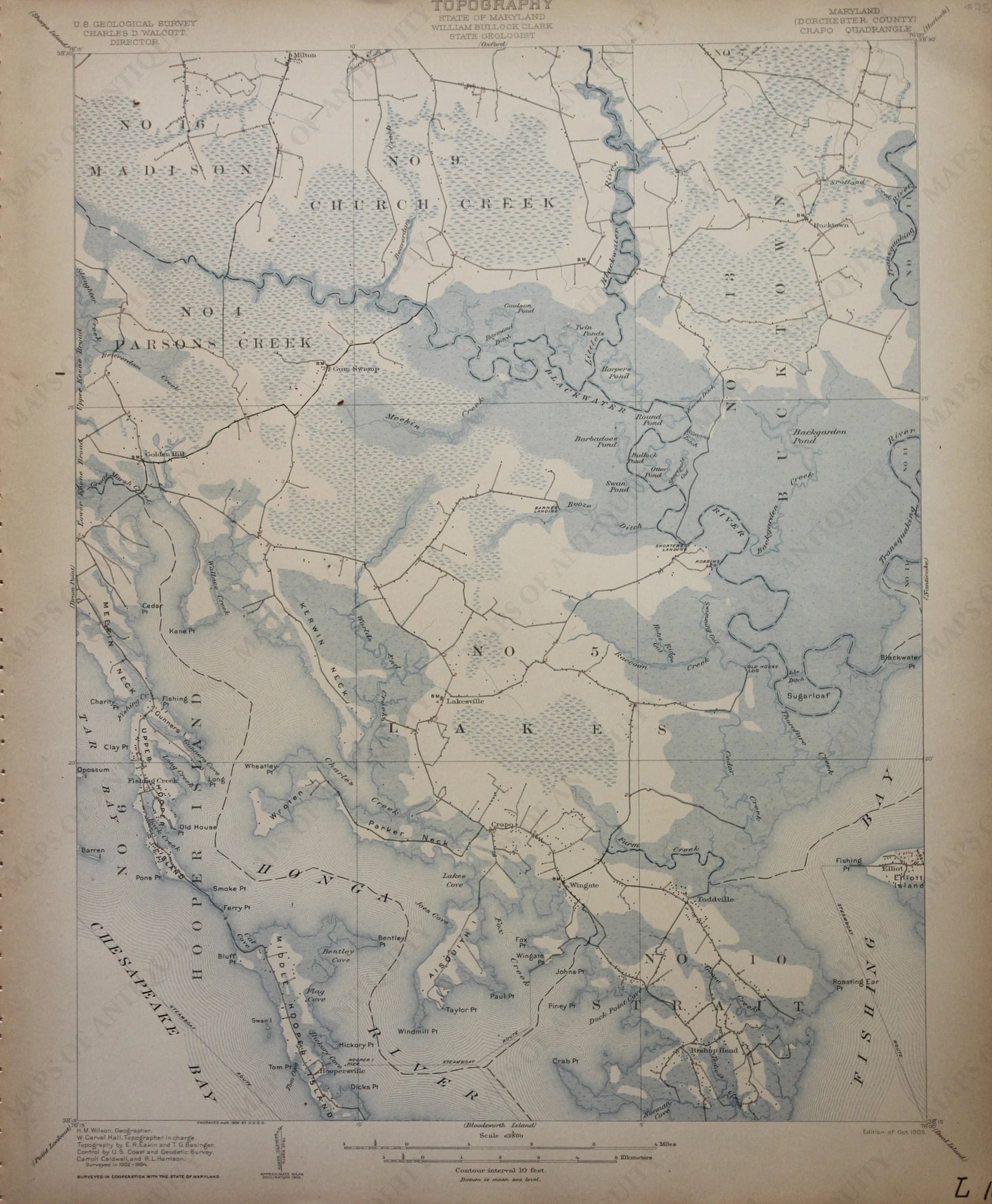 Genuine-Antique-Map-Crapo-Maryland--1905-U-S-Geological-Survey--Maps-Of-Antiquity