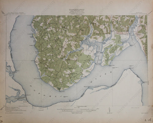 Genuine-Antique-Map-Nanjemoy-Maryland--1913-U-S-Geological-Survey--Maps-Of-Antiquity
