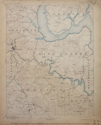 Genuine-Antique-Map-Fredericksburg--Virginia-Maryland---1910-U-S-Geological-Survey--Maps-Of-Antiquity