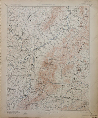 Genuine-Antique-Map-Harrisonburg-Virginia--1913-U-S-Geological-Survey--Maps-Of-Antiquity