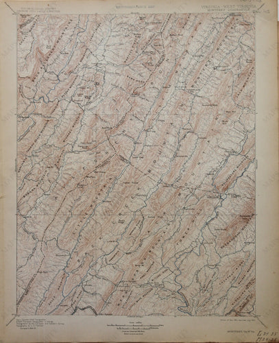 Genuine-Antique-Map-Monterey--Virginia-West-Virginia--1913-U-S-Geological-Survey--Maps-Of-Antiquity