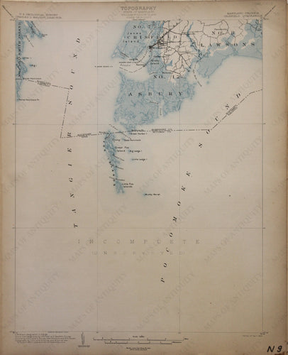 Genuine-Antique-Map-Crisfield-Maryland-Virginia--1903-U-S-Geological-Survey--Maps-Of-Antiquity