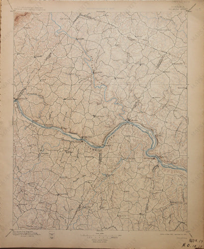 Genuine-Antique-Map-Palmyra-Virginia--1907-U-S-Geological-Survey--Maps-Of-Antiquity