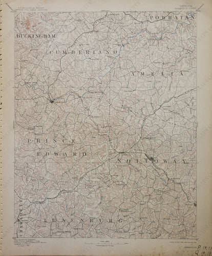 Genuine-Antique-Map-Farmville-Virginia--1914-U-S-Geological-Survey--Maps-Of-Antiquity