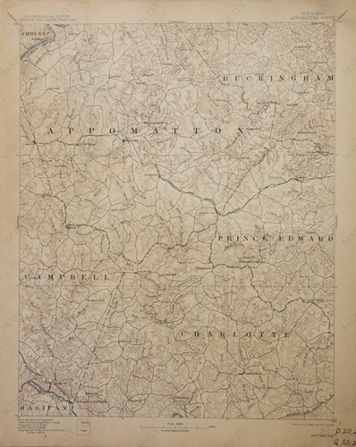 Genuine-Antique-Map-Appomattox-Virginia--1912-U-S-Geological-Survey--Maps-Of-Antiquity