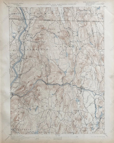 Genuine-Antique-Topographic-map-Warwick-and-Northfield-Mass.-MA-Antique-Topo-Map-Antique-Geological-&-Topographical-Maps-Vermont-1898-USGS-Maps-Of-Antiquity-1800s-19th-century