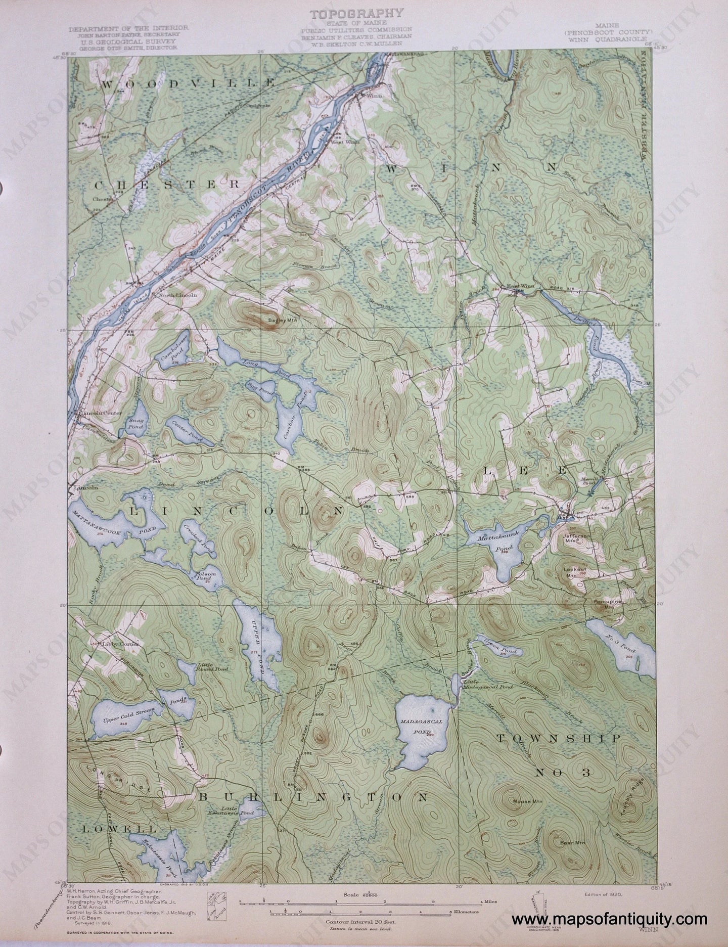 Genuine-Antique-Map-Winn--Maine--1920-US-Geological-Survey--Maps-Of-Antiquity