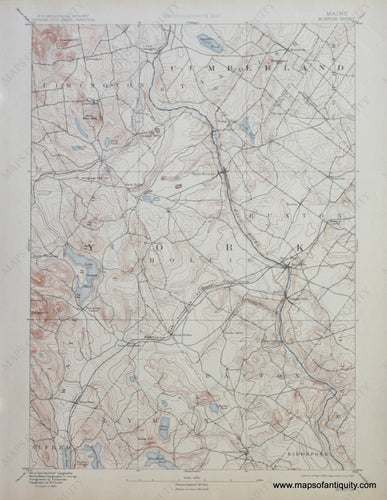 Genuine-Antique-Map-Buxton-Maine--1913-US-Geological-Survey--Maps-Of-Antiquity