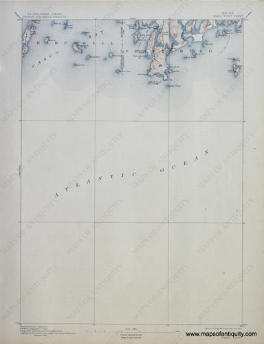 Genuine-Antique-Map-Small-Point-Maine--1913-US-Geological-Survey--Maps-Of-Antiquity