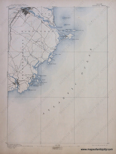 Genuine-Antique-Map-Biddeford-Maine--1912-US-Geological-Survey--Maps-Of-Antiquity