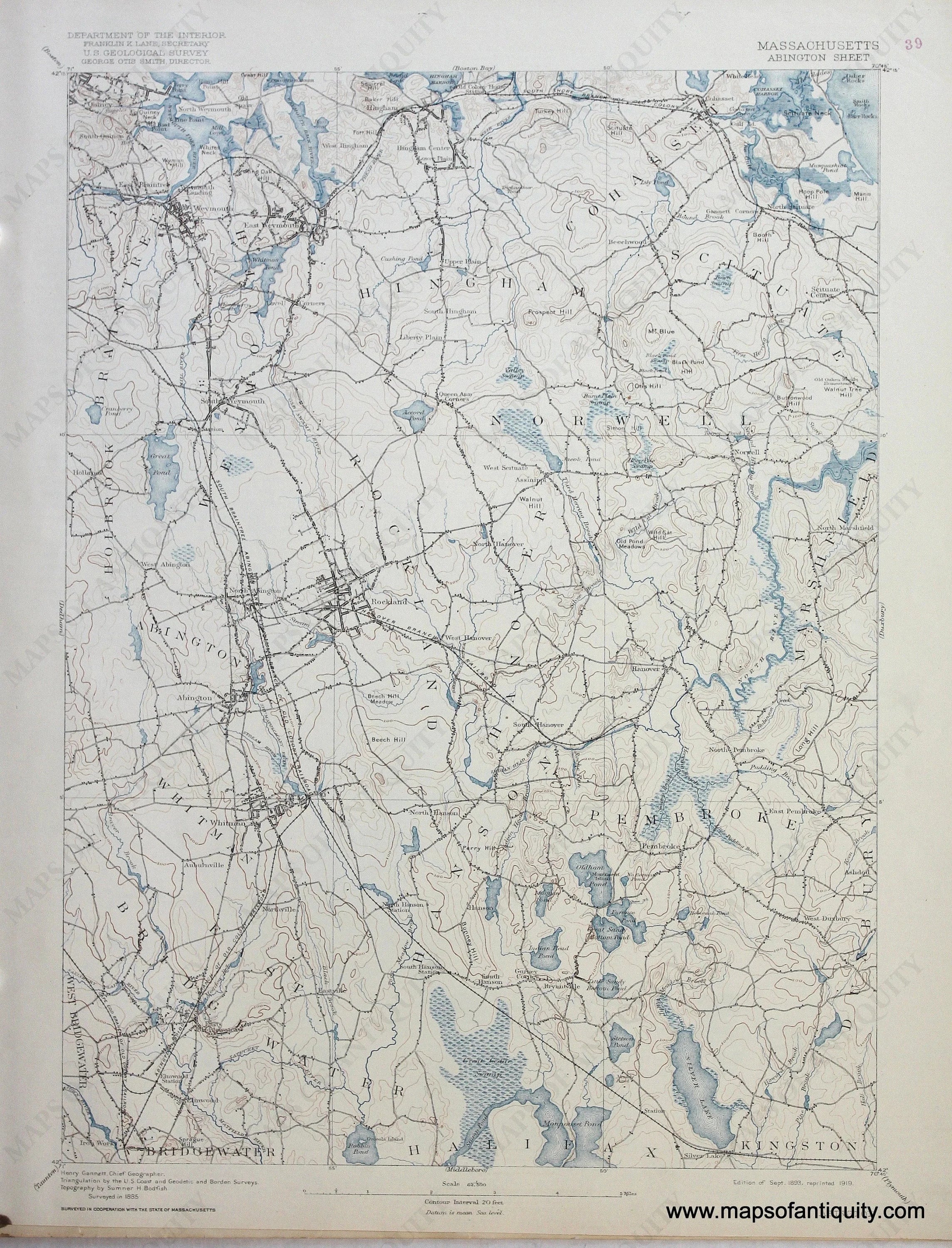 1917 Genuine Antique Map Dedham (Massachusetts) – Maps of Antiquity