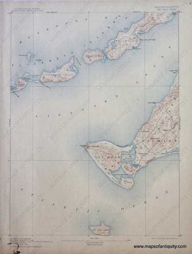 Genuine-Antique-Map-Gay-Head-Massachusetts--1912-US-Geological-Survey--Maps-Of-Antiquity