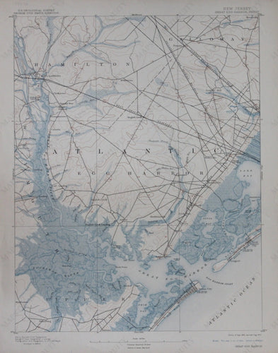 Genuine-Antique-Topographic-Map-Great-Egg-Harbor-New-Jersey--New-Jersey--1910-U-S-Geological-Survey--Maps-Of-Antiquity