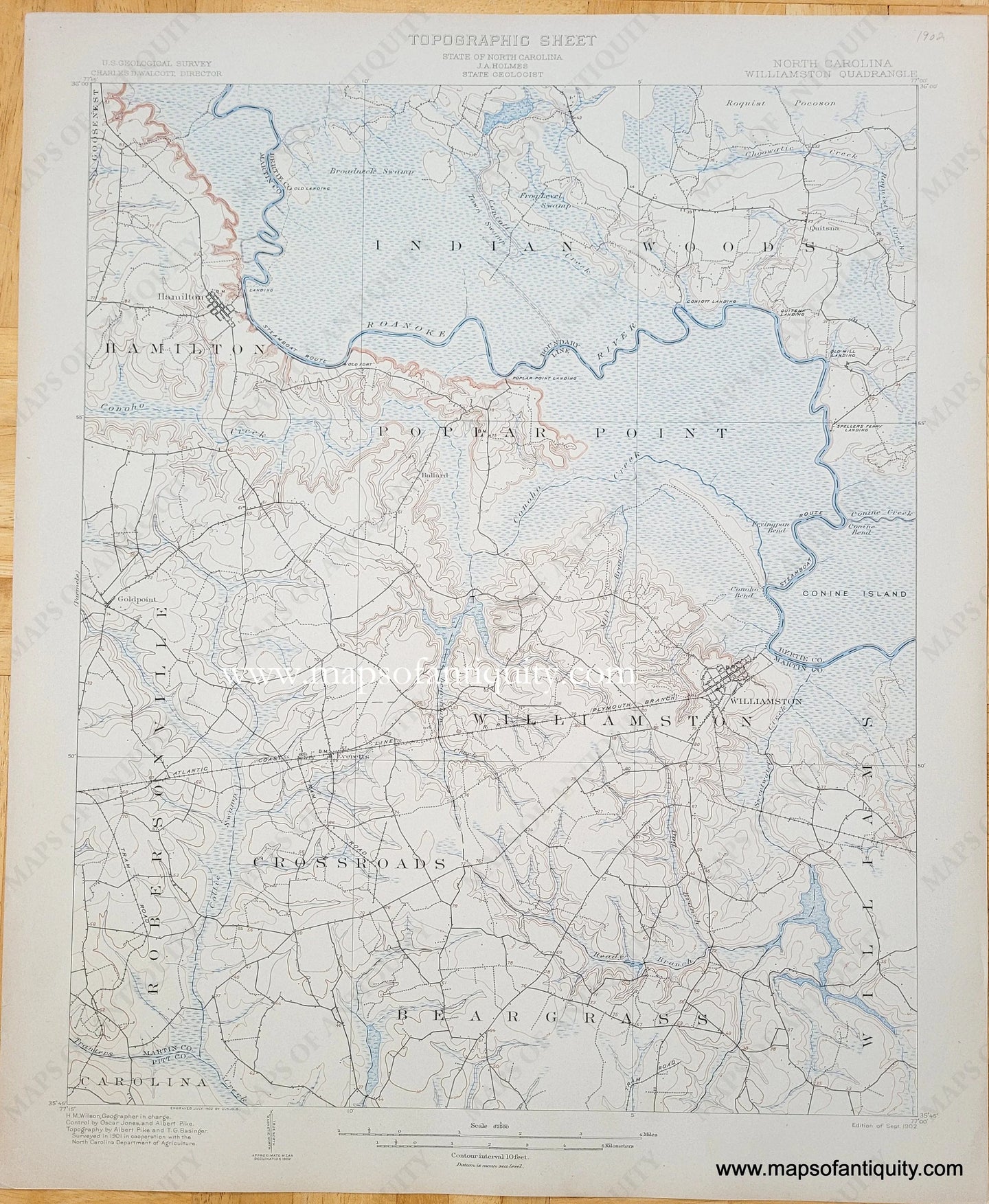 Genuine-Antique-Topographic-Map-North-Carolina-Williamston-Quadrangle-1902-US-Geological-Survey-Maps-Of-Antiquity