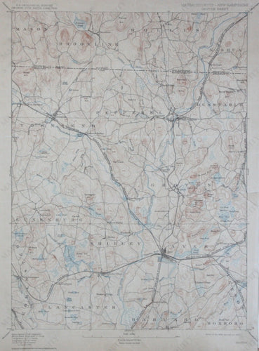 Genuine-Antique-Topographic-Map-Groton-Massachusetts-New-Hampshire--Massachusetts-New-Hampshire--1910-U-S-Geological-Survey--Maps-Of-Antiquity