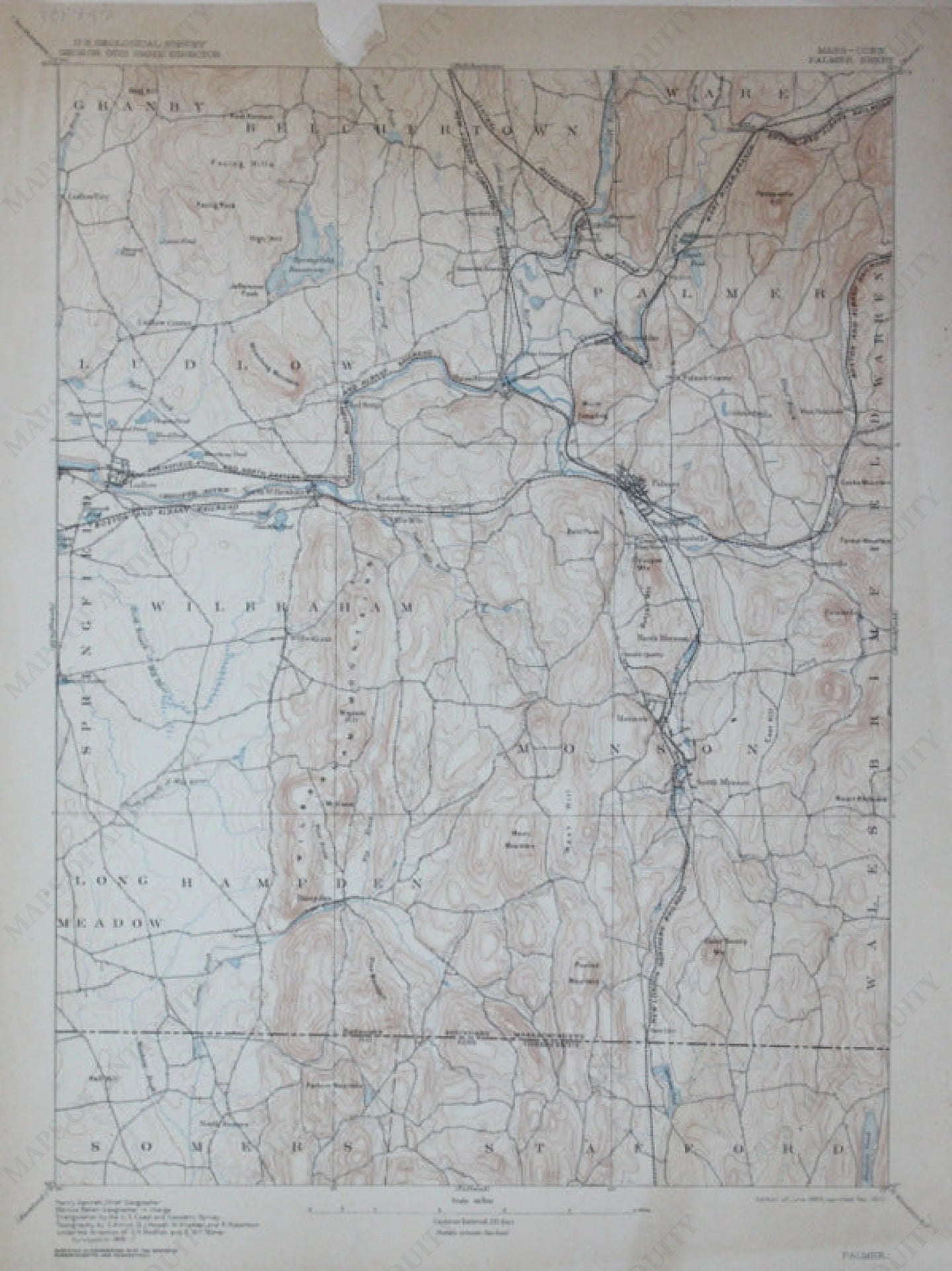 Genuine-Antique-Topographic-Map-Palmer-Massachusetts-Connecticut--Massachusetts-Connecticut--1907-U-S-Geological-Survey--Maps-Of-Antiquity