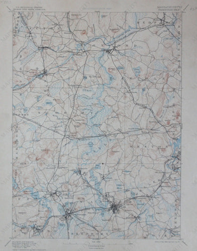 Genuine-Antique-Topographic-Map-Framingham-Massachusetts--Massachusetts--1911-U-S-Geological-Survey--Maps-Of-Antiquity