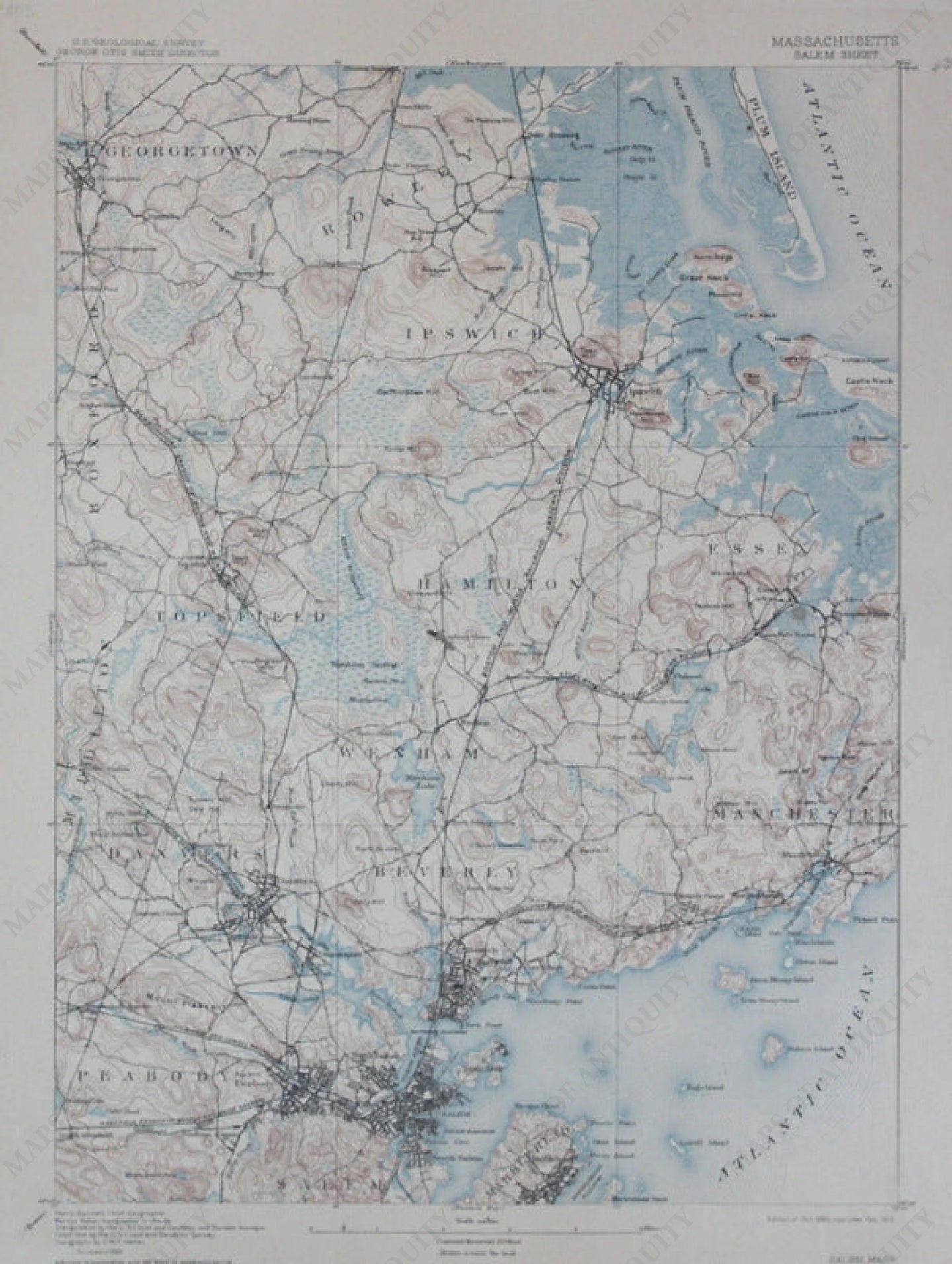 Genuine-Antique-Topographic-Map-Salem-Massachusetts--Massachusetts--1912-U-S-Geological-Survey--Maps-Of-Antiquity