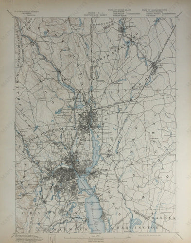 Genuine-Antique-Topographic-Map-Providence-Massachusetts-Rhode-Island--Massachusetts-Rhose-Island---1898-U-S-Geological-Survey--Maps-Of-Antiquity