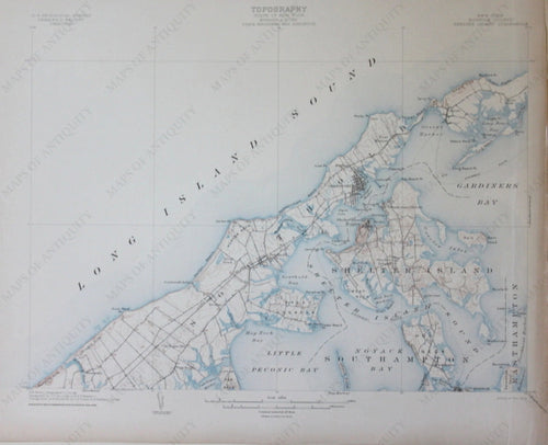 Genuine-Antique-Topographic-Map-Shelter-Island-New-York--New-York--1904-U-S-Geological-Survey--Maps-Of-Antiquity