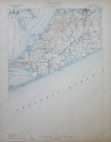 Genuine-Antique-Topographic-Map-Sag-Harbor-New-York--New-York--1904-U-S-Geological-Survey--Maps-Of-Antiquity