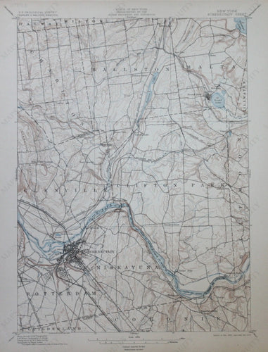 Genuine-Antique-Topographic-Map-Schenectady-New-York--New-York--1907-U-S-Geological-Survey--Maps-Of-Antiquity