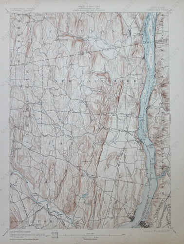 Genuine-Antique-Topographic-Map-Coxsackie-New-York--New-York---1907-U-S-Geological-Survey--Maps-Of-Antiquity