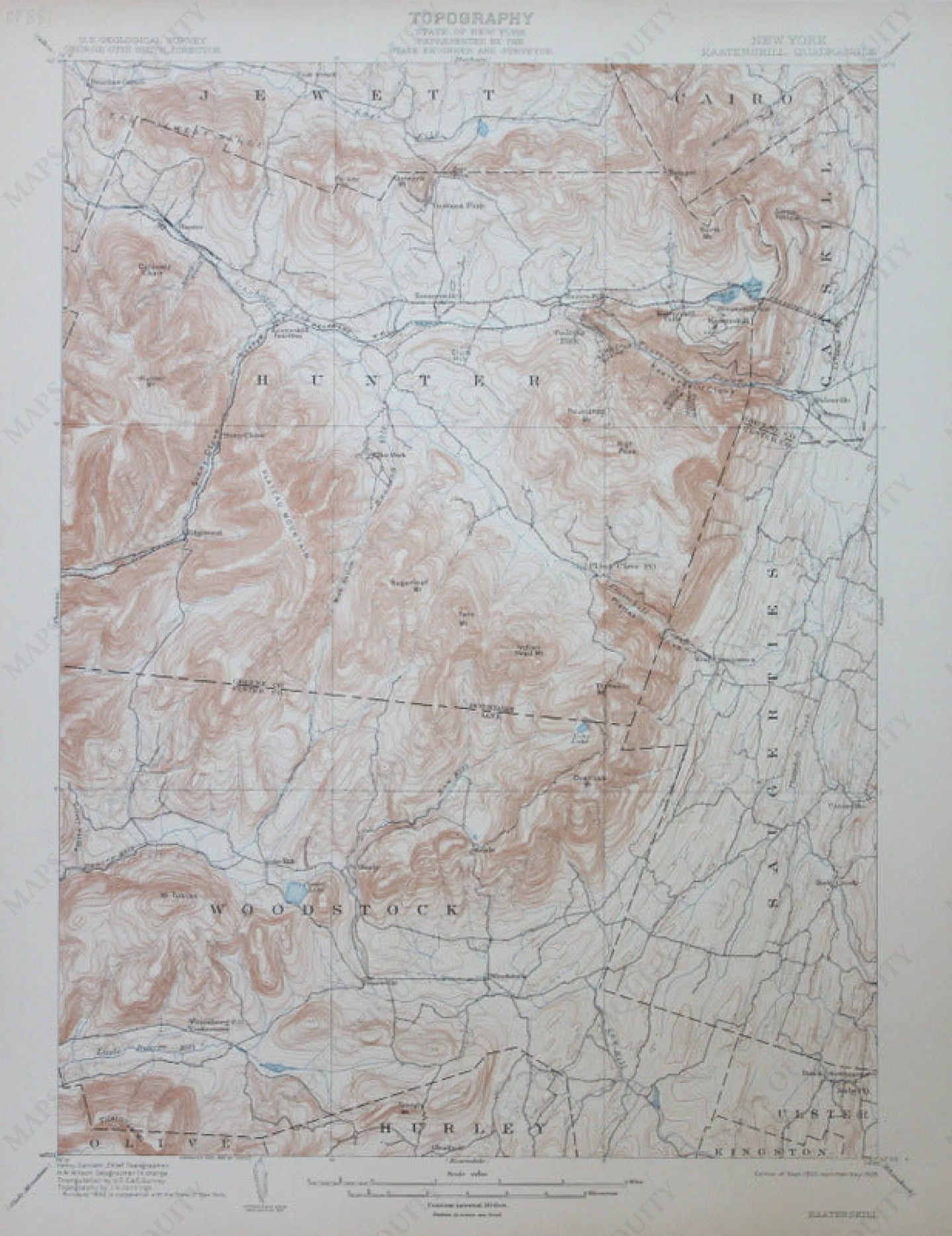 Genuine-Antique-Topographic-Map-Kaaterskill-New-York--New-York---1908-U-S-Geological-Survey--Maps-Of-Antiquity