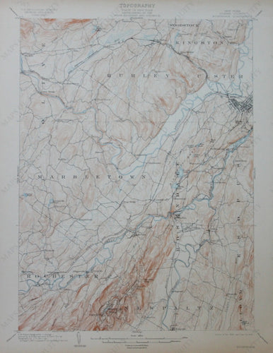 Genuine-Antique-Topographic-Map-Rosendale-New-York--New-York---1908-U-S-Geological-Survey--Maps-Of-Antiquity