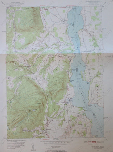 Genuine-Antique-Topographic-Map-Crown-Point-New-York-Vermont--New-York-Vermont---1950-U-S-Geological-Survey--Maps-Of-Antiquity