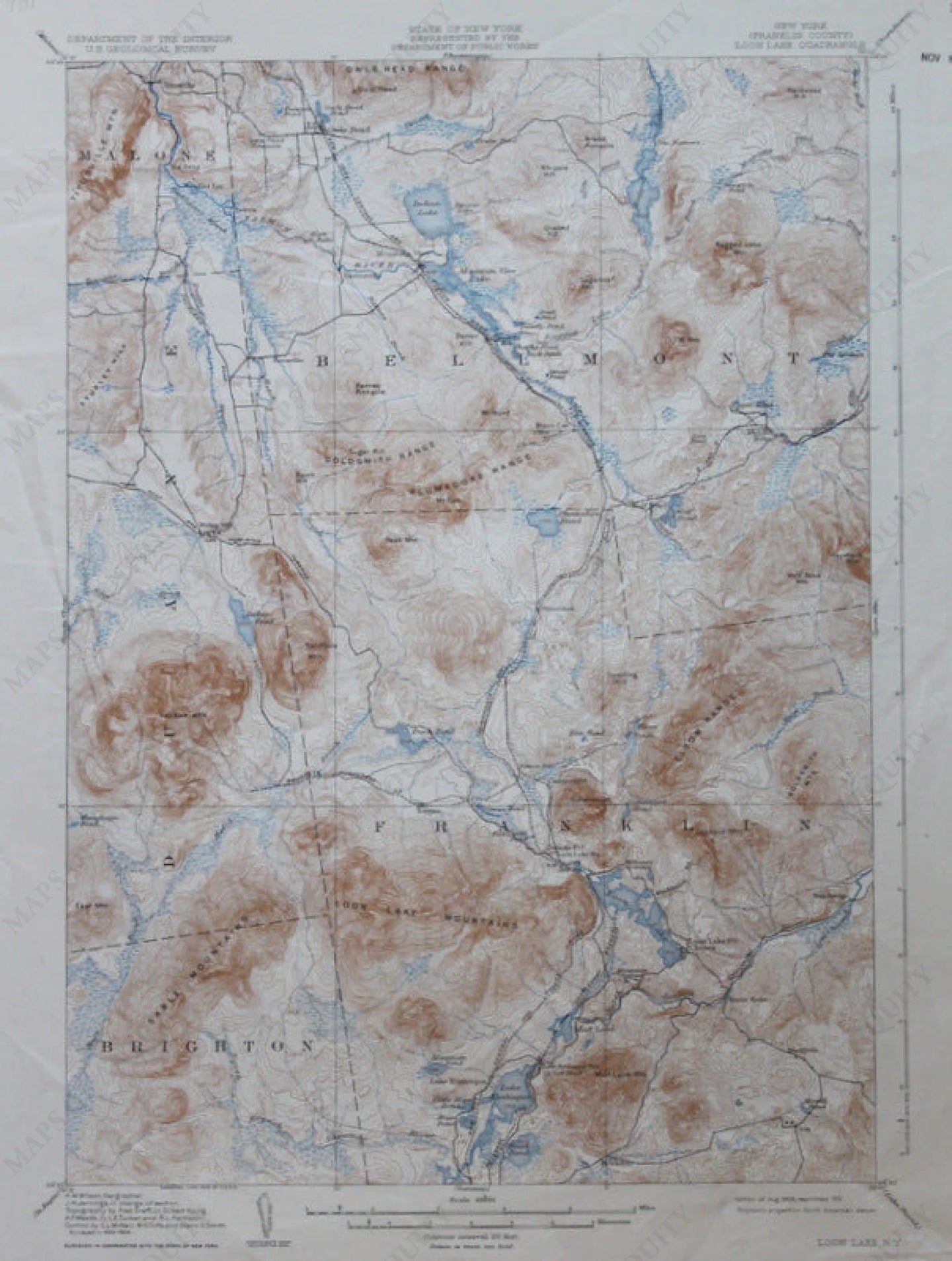 Genuine-Antique-Topographic-Map-Loon-Lake-New-York--New-York---1931-U-S-Geological-Survey--Maps-Of-Antiquity