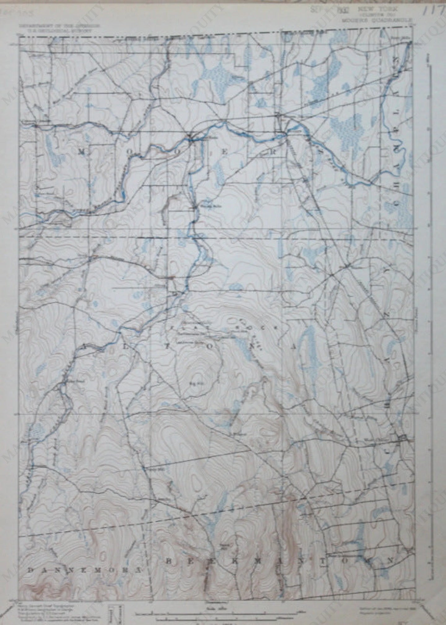 Genuine-Antique-Topographic-Map-Mooers-New-York--New-York---1932-U-S-Geological-Survey--Maps-Of-Antiquity