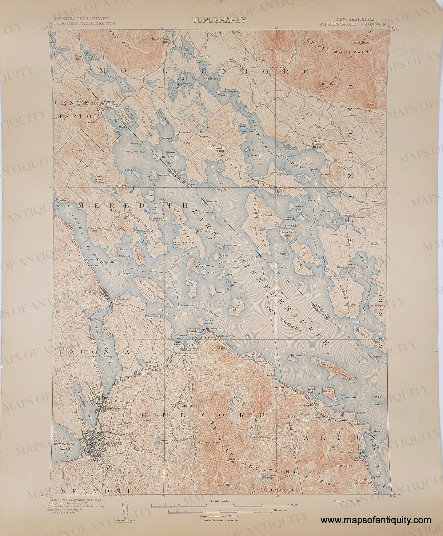 Genuine-Antique-Topographic-Map-New-Hampshire-Winnepesaukee-Quadrangle-1911-US-Geological-Survey-Maps-Of-Antiquity