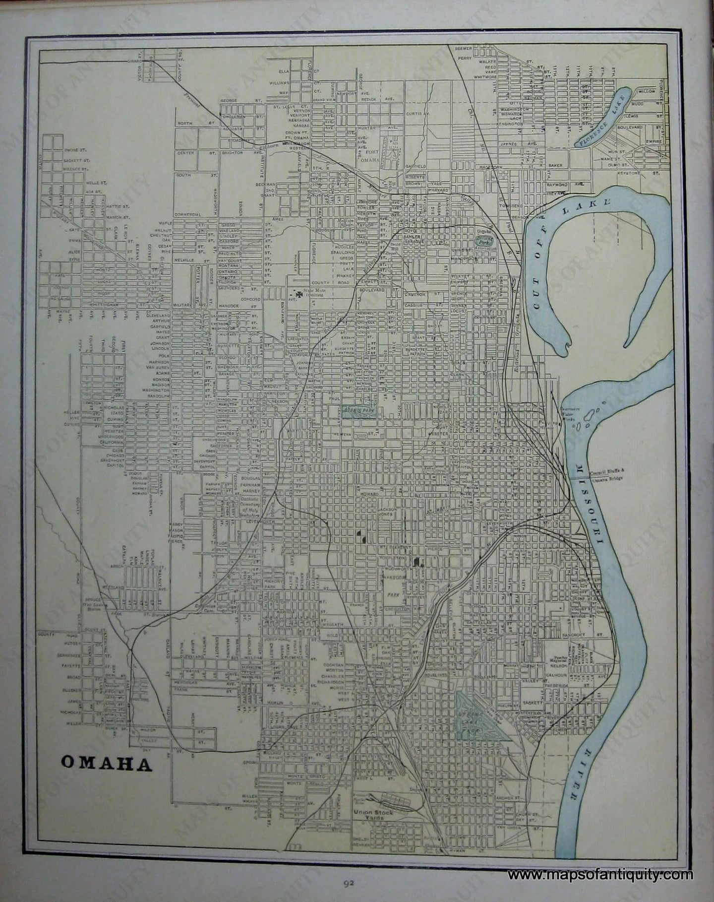 Antique-City-Plan-Omaha-1891-Goldthwaite-1890s-1800s-Late-19th-Century-Maps-of-Antiquity