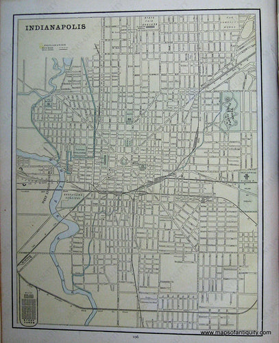 Antique-City-Plan-Indianapolis-1891-Goldthwaite-1890s-1800s-Late-19th-Century-Maps-of-Antiquity