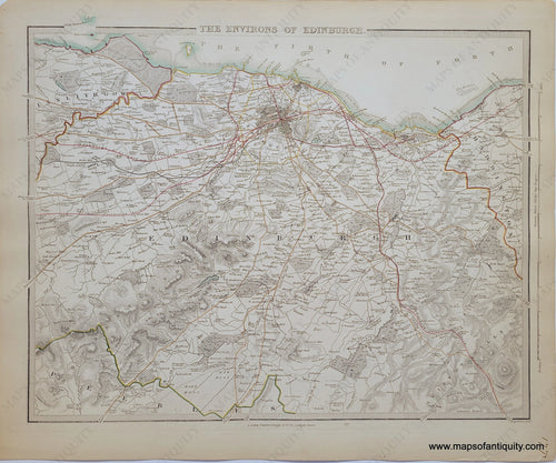 Engraved-Antique-Map-The-Environs-of-Edinburgh.-Scotland-Europe-United-Kingdom-1838-SDUK/Society-for-the-Diffusion-of-Useful-Knowledge-Maps-Of-Antiquity