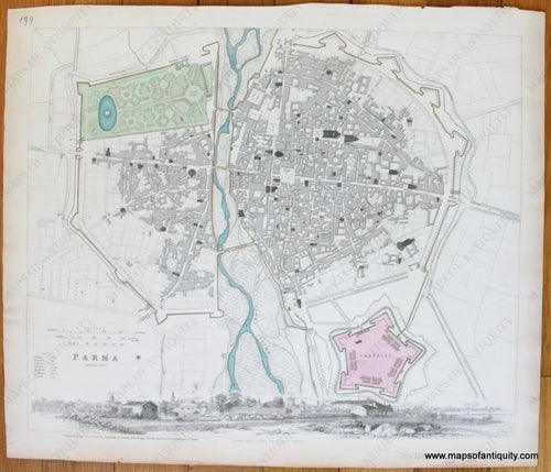 Hand-Colored-Engraved-City-Plan-Parma-Europe-Italy-1840-SDUK/Society-for-the-Diffusion-of-Useful-Knowledge-Maps-Of-Antiquity