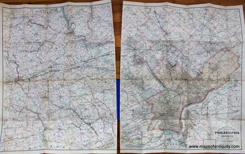 Hand-Colored-Antique-Folding-City-Plan-Smith's-Map-of-Philadelphia-and-Vicinity-Towns-and-Cities-Philadelphia-1895-Smith-Maps-Of-Antiquity